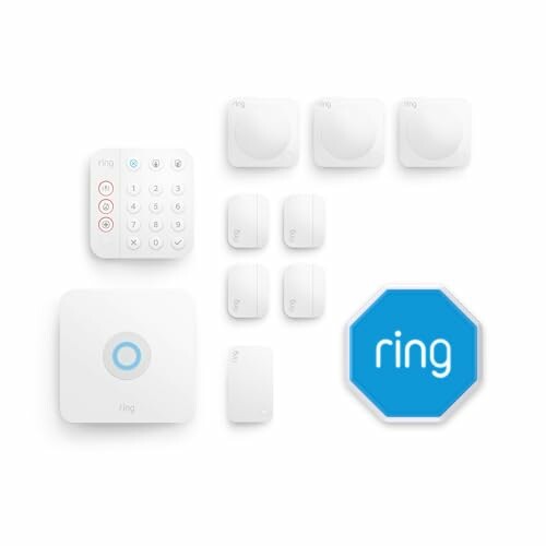 Ring alarm kit components including sensors and keypad