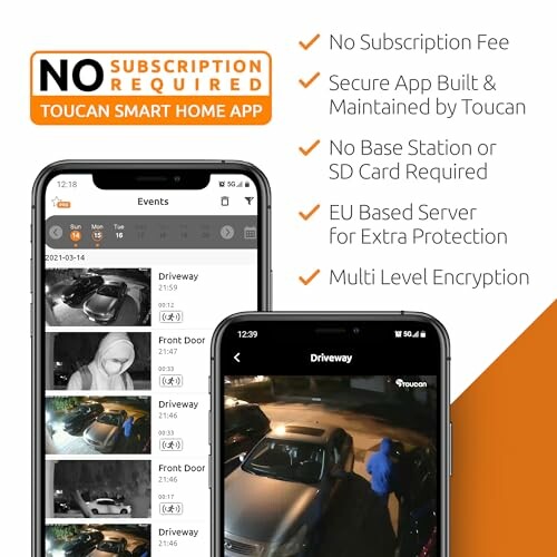 Toucan Smart Home App with no subscription required and security features.